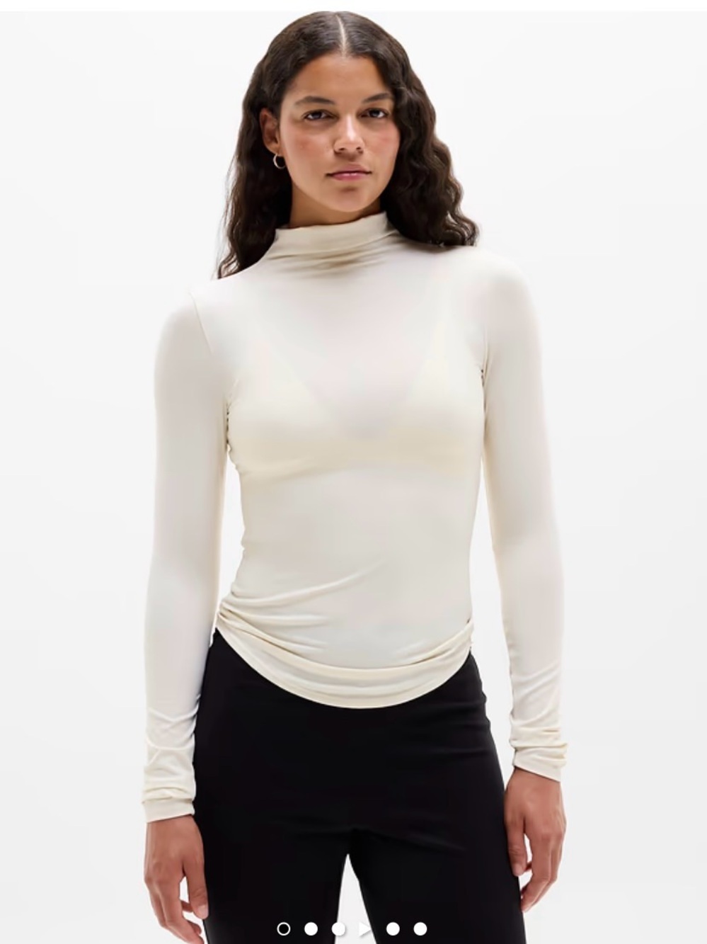 Athleta Cream BodyMove Mock Neck top